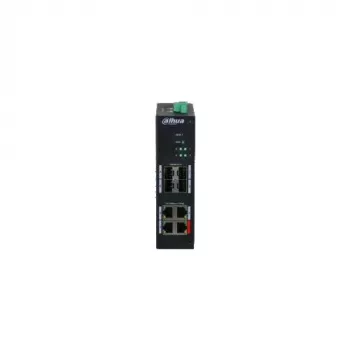 Dahua HS4408-4ET-96 teollinen hallitsematon PoE-kytkin, 8 porttia, 4x Hi-PoE 60W, 4x PoE+ 30W, 96W budjetti, 2x Gigabit Uplink, 2x SFP, DIN-kisko