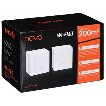 Tenda EX3 (2 kpl:n pakkaus) dual-band Wi-Fi 6 mesh-järjestelmä AX1500 valkoinen
