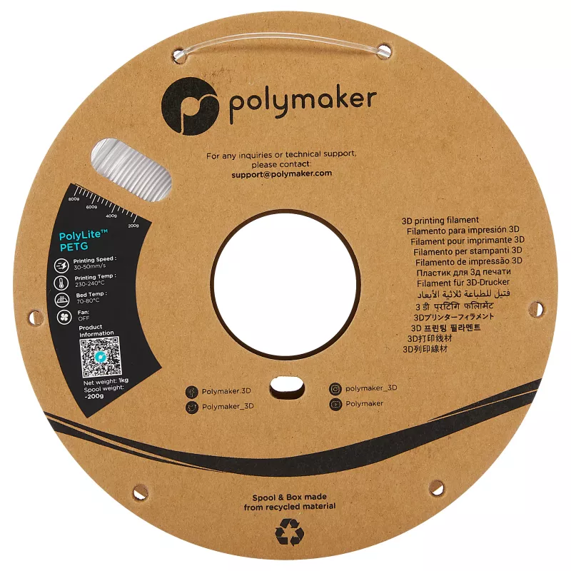 POLMASK PETG 1,75mm läpinäkyvä 1kg 3D-tulostin-filamentti