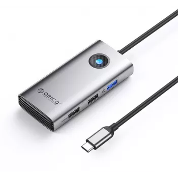 ORICO PW11-5P-GY-EP USB-C-keskitin 5-in-1, 1x USB-A 3.0 5Gbps, 2x USB-A 2.0, HDMI 4K@30Hz, PD 60W, harmaa