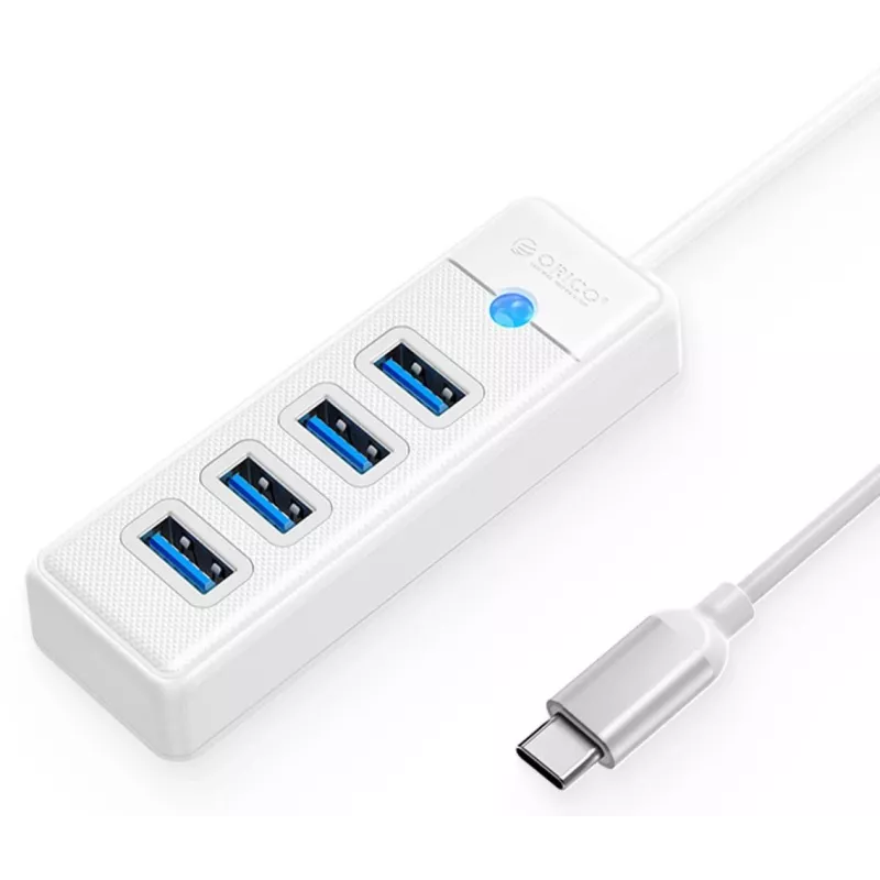 ORICO PW4U-C3-015-WH-EP USB-C-keskitin 4x USB-A 3.2 Gen 1 valkoinen