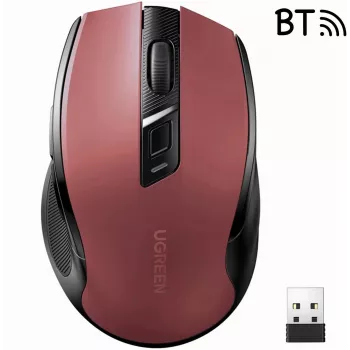 UGREEN MU006 langaton optinen hiiri 2.4GHz / Bluetooth 5.0 4000 DPI - punainen