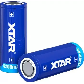 XTAR 26650 3,7 V 5200 mAh suojattu Li-Ion-akku (Button Top)