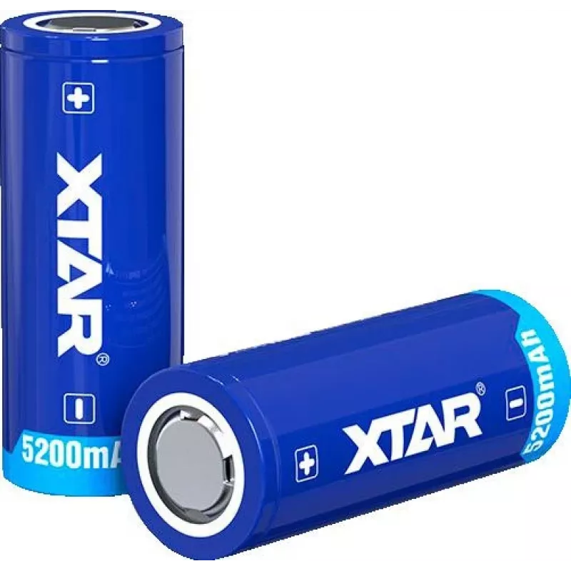 XTAR 26650 3,7 V 5200 mAh suojattu Li-Ion-akku (Button Top)