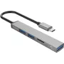 ORICO AH-12F-GY-BP USB-C-keskitin 3x USB-A-liitännällä ja microSD-kortinlukijalla, alumiini, Space Gray