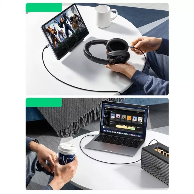 UGREEN AUX stereoäänikaapeli 3,5mm mini plugi - USB Type-C 1m musta (CM450 20192)