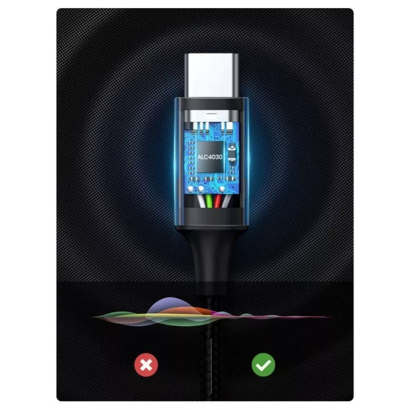 UGREEN AUX stereoäänikaapeli 3,5mm mini plugi - USB Type-C 1m musta (CM450 20192)