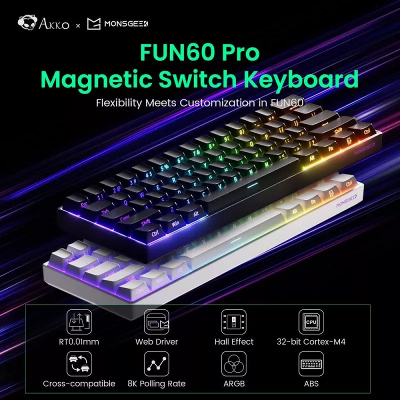 Akko FUN60 PRO mekaaninen näppäimistö USB-C musta 61 näppäintä
