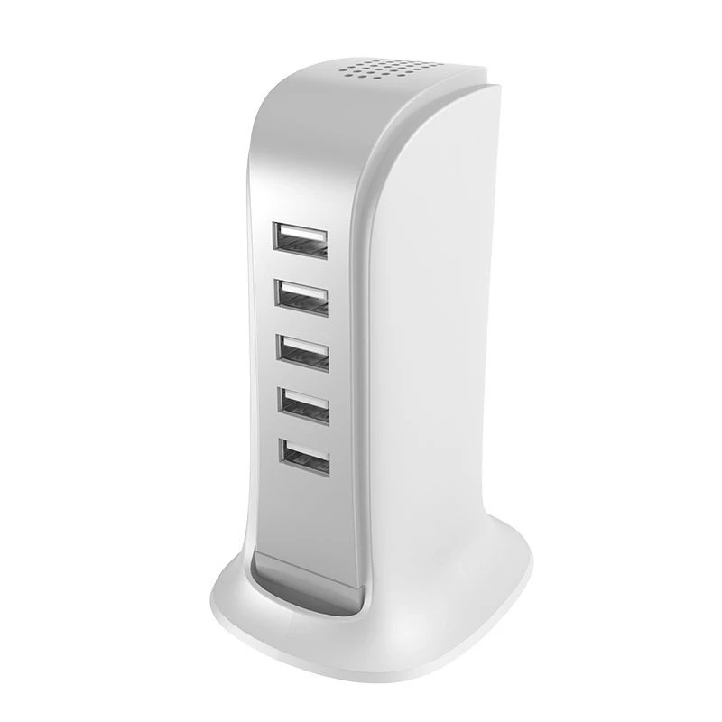 Dudao 5x USB-laturi integroidulla EU-verkkojohdolla valkoinen (A5EU)