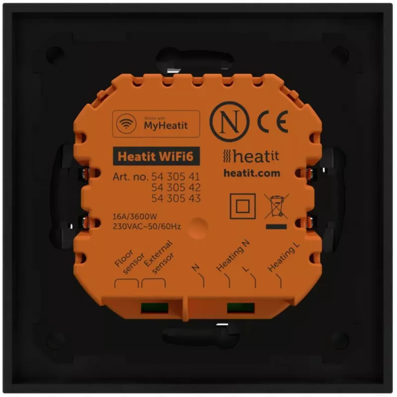 HEATIT WiFi6 Black Matt Wi-Fi -termostaatti 3600W 16A