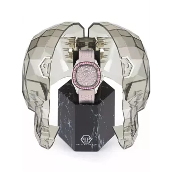 Philipp Plein naisten kello PWTAA0123 38 mm kvartsikello mustalla silikonirannekkeella