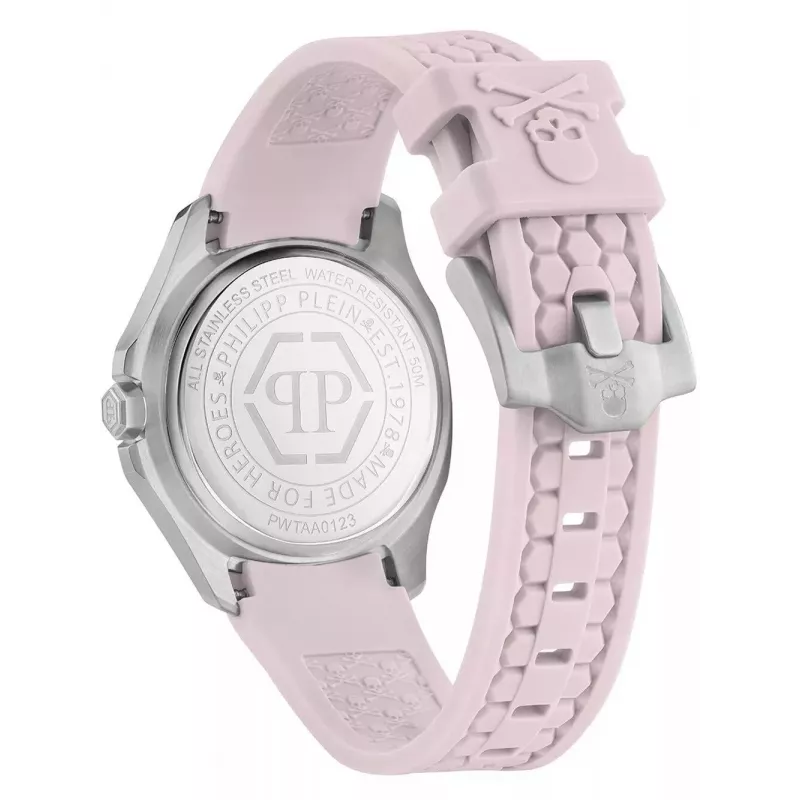 Philipp Plein naisten kello PWTAA0123 38 mm kvartsikello mustalla silikonirannekkeella