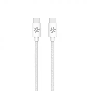 CELLY USBCUSBCCOTT - USB-C USB-C puuvillapäällysteinen kaapeli valkoinen (Power Delivery)