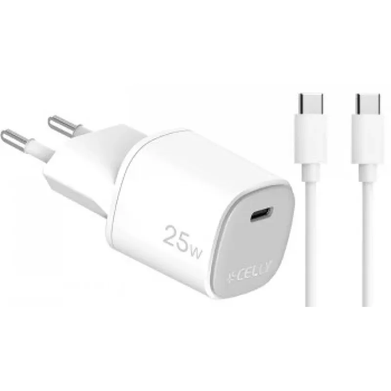 CELLY UP TC 1 USB-C 25W + C to C kaapeli