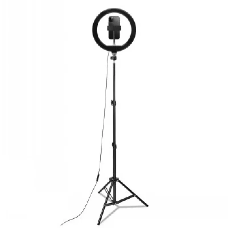 CELLY Ring Professional jalusta valolla - 160 cm, 10 tuuman LED-rengasvalo, USB-käyttöinen, musta