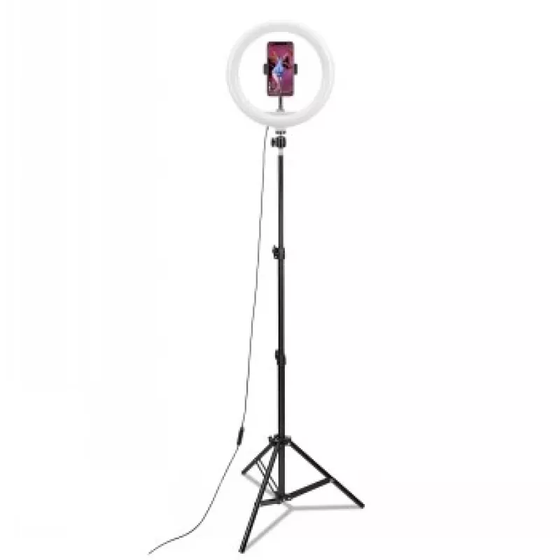 CELLY Ring Professional jalusta valolla - 160 cm, 10 tuuman LED-rengasvalo, USB-käyttöinen, musta