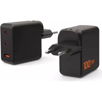 UAG SRGE laturi 100W GaN seinälaturi 2x USB-C ja 1x USB-A, EU/UK/US-pistoke (musta)