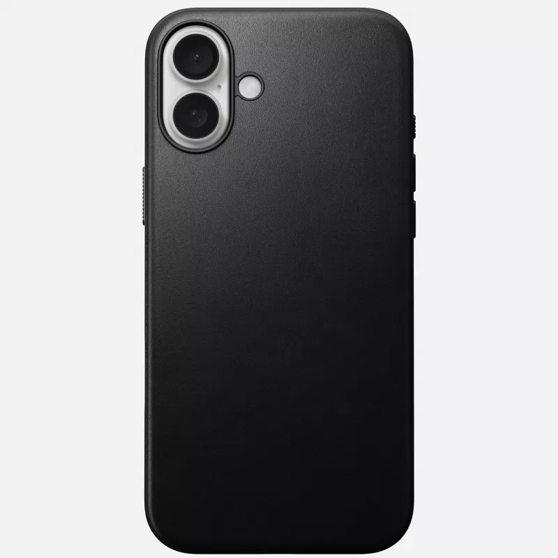 Nomad Modern Leather -kotelo iPhone 16 Plus - musta