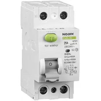 NOARK Ex9L-N 2P 25A 30mA RCCB Type AC 6kA vikavirtasuojakytkin