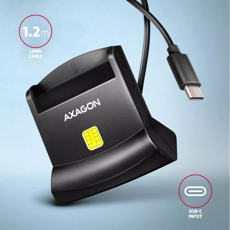 AXAGON CRE-SM4NC USB-C älykortinlukija jalustalla - musta