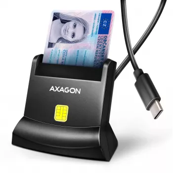 AXAGON CRE-SM4NC USB-C älykortinlukija jalustalla - musta