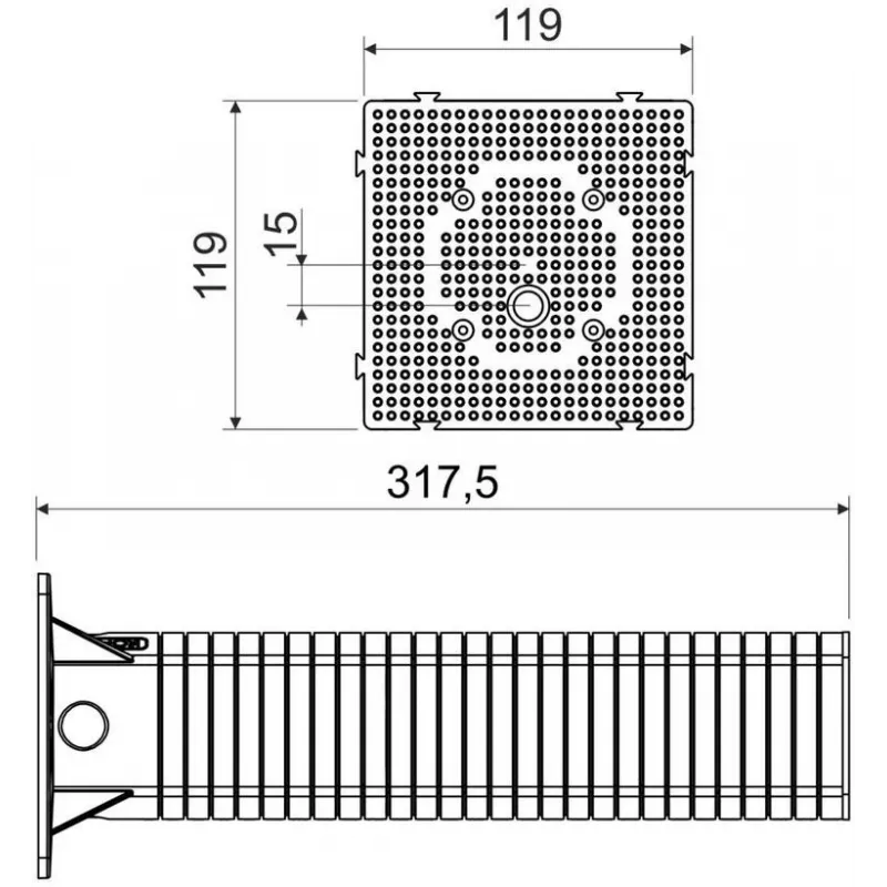KOPOS MDZ-300_KB asennuslevy lämmöneristejärjestelmiin 300x300 mm harmaa