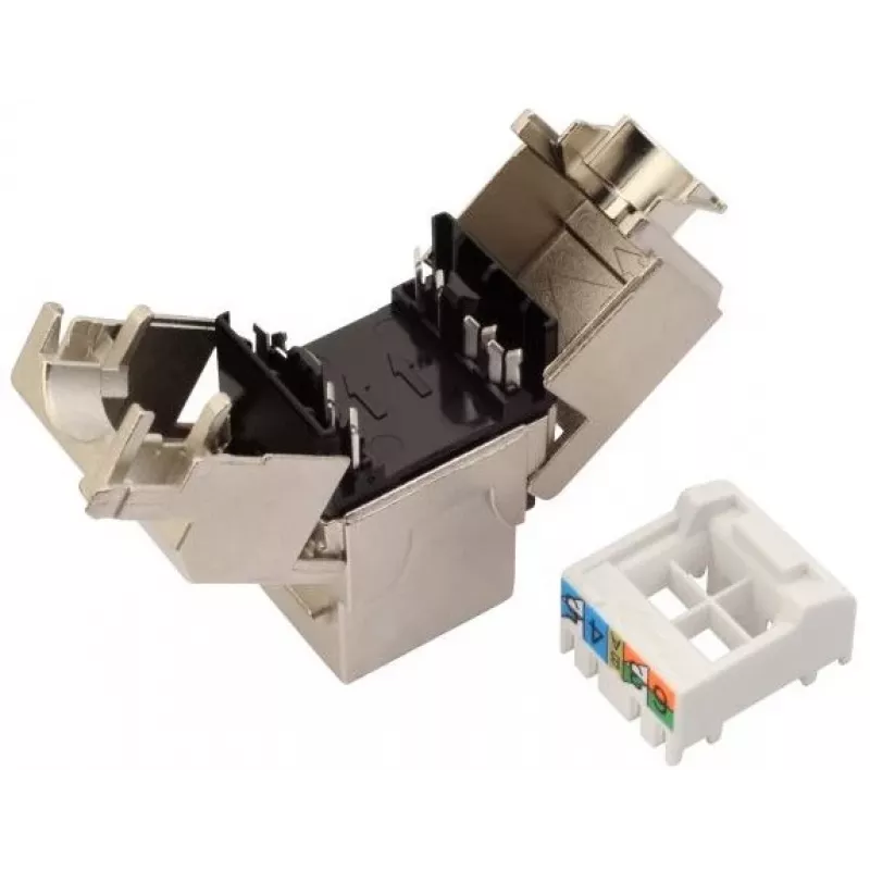 Solarix Cat.6A STP RJ45 Keystone -liitin työkaluton musta SXKJ-10G-STP-BK-SA