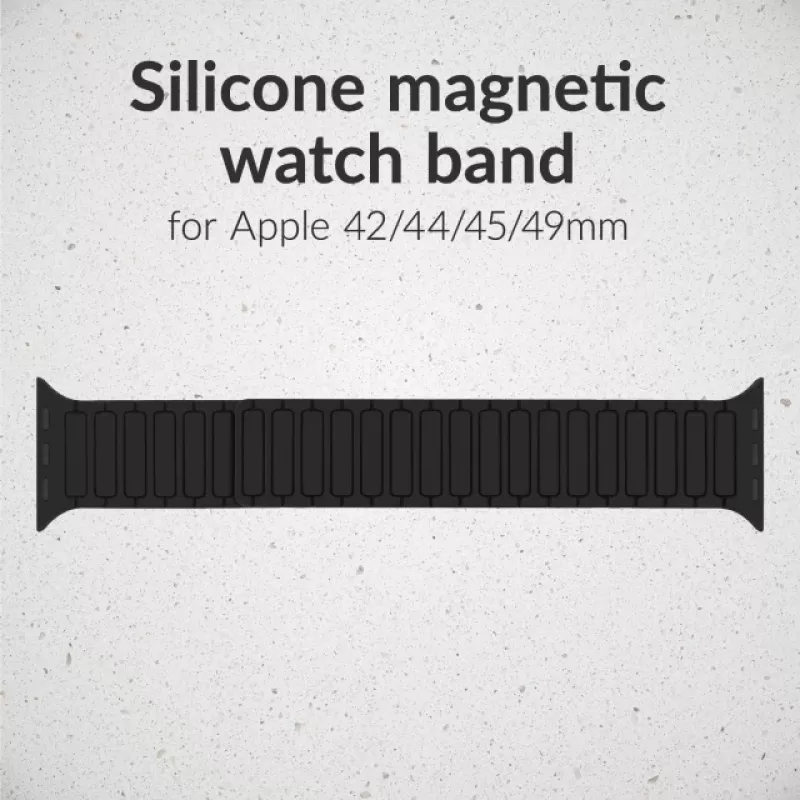 Mobilize silikoniranneke - magneettinen - Apple 42/44/45/49mm - musta