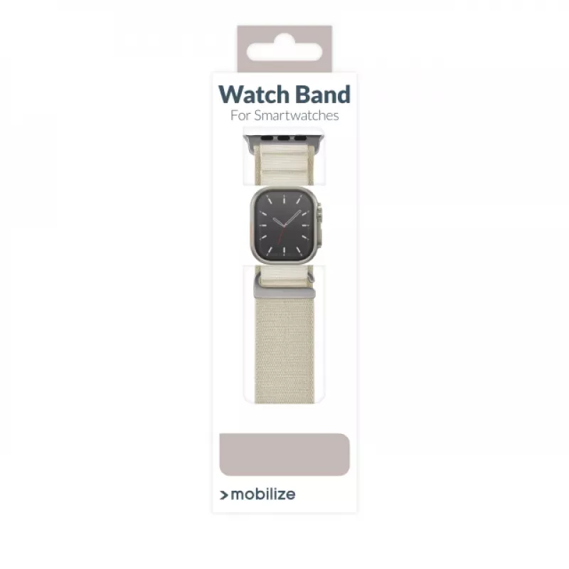 Mobilize nyloninen kelloranneke - Alpine - titaaniliitin - Apple 38/40/41mm - Starlight