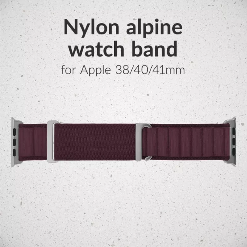 Mobilize nyloninen kelloranneke - Alpine - titaaniliitin - Apple 38/40/41mm - Bordeaux