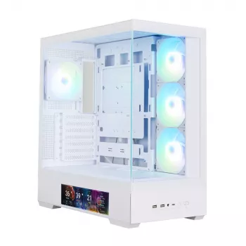Zalman P40 DS valkoinen Mid-Tower PC-kotelo 4x 140mm ARGB-tuulettimella, karkaistu lasi, mesh-etupaneeli, valkoinen
