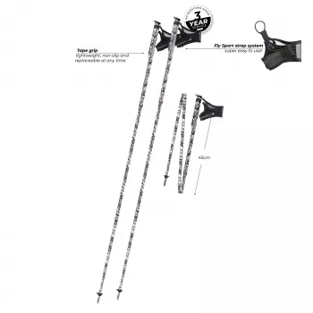 Komperdell Erlkönig FXP taittuvat polkusauvät, 120 cm, 3-osainen Carbon Ultralight 14 mm, itsestään avautuva FXP-järjestelmä, Trail Pro Tape -kahva