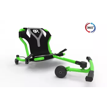 EzyRoller Spinner Pro X vihreä 360° jalkakäyttöinen go-kart yli 10-vuotiaille lapsille