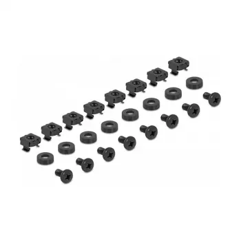 DELOCK 19 tuuman tukikiskosarja, säädettävä 368-600 mm, verkkokaappiin 1U, musta, 2 kpl