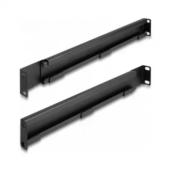 DELOCK 19 tuuman tukikiskosarja, säädettävä 368-600 mm, verkkokaappiin 1U, musta, 2 kpl