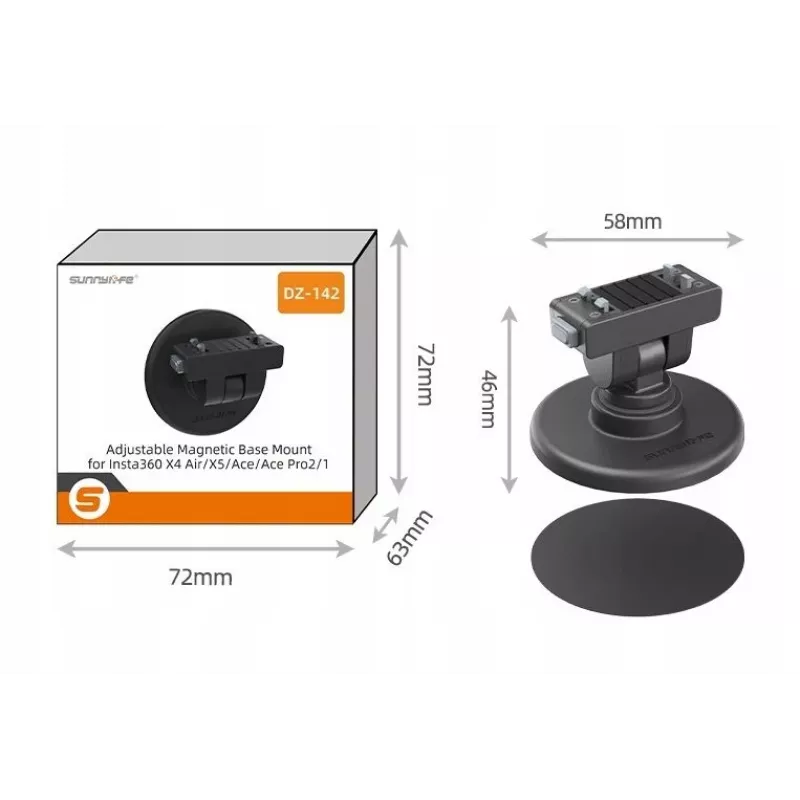 SUNNYLIFE Quick Release 1/4 tuuman pidike + magneettialusta Insta360 X4 Air X5 Ace Pro 2 / DZ-142-D