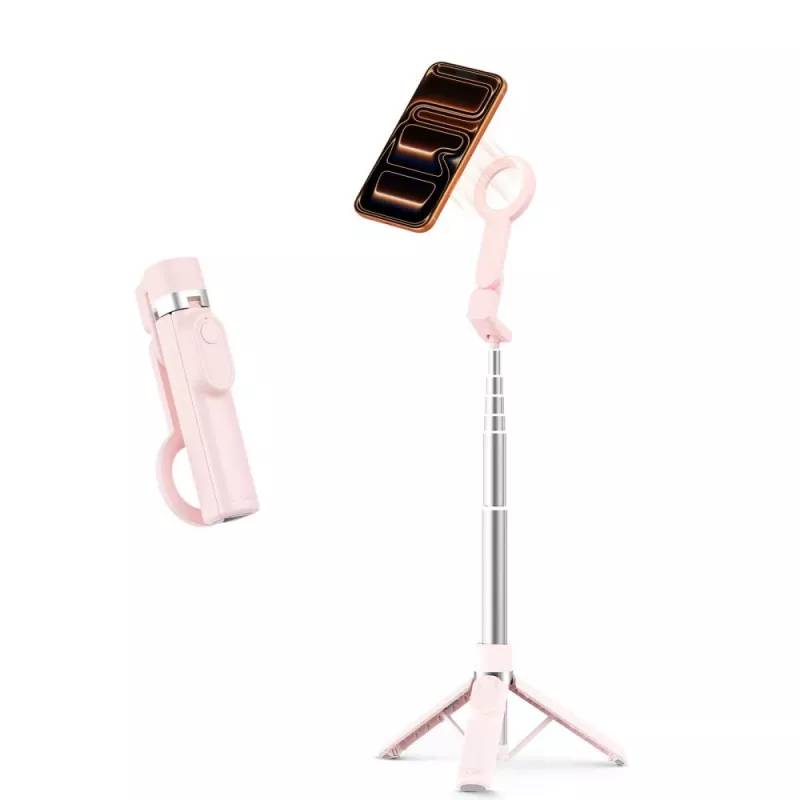 TECH-PROTECT L11S MagSafe Bluetooth -selfietikku jalusta vaaleanpunainen
