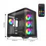 Rampage LYRON Mid Tower -pelikotelotietokone, 7x ARGB PWM -tuuletinta, Tempered Glass, musta