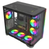 Rampage LYRON Mid Tower -pelikotelotietokone, 7x ARGB PWM -tuuletinta, Tempered Glass, musta