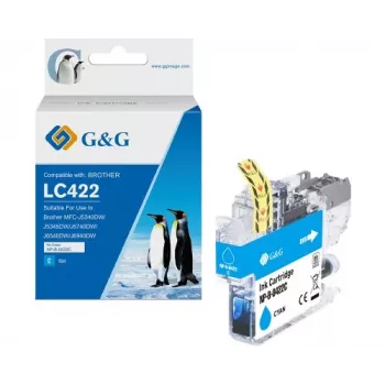 G&G yhteensopiva mustekasetti Brother LC422C syaani (550 sivua)