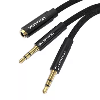 Vention BBLBAB 3,5 mm -audiojakajakaapeli, naaras - 2x uros, 0,6 m, musta