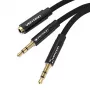 Vention BBLBAB 3,5 mm -audiojakajakaapeli, naaras - 2x uros, 0,6 m, musta