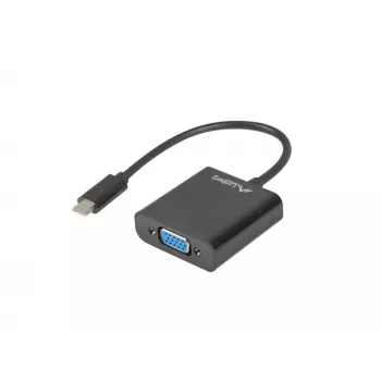 LANBERG AD-UC-VG-01 USB Type-C - VGA-sovitin 15 cm musta