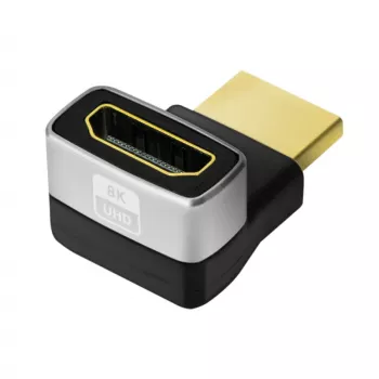 LogiLink AH0007A HDMI-sovitin, 270° kulma, HDMI tyyppi A uros naaras, 8K/60Hz, 48Gbit/s, HDMI 2.1, musta