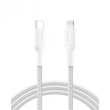 Belkin BOOSTCHARGE punottu USB-C - Lightning -kaapeli 2 m valkoinen