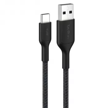 Belkin BOOSTCHARGE punottu USB-C - USB-A -kaapeli 2 m musta