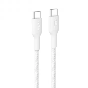 Belkin BOOSTCHARGE punottu USB-C - USB-C -kaapeli 60W PD 2 m valkoinen