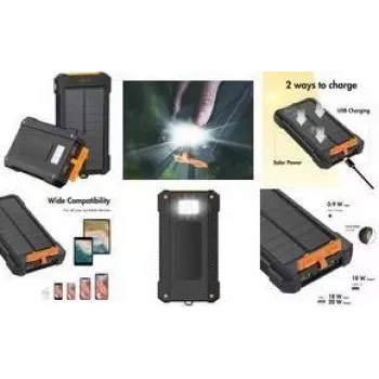 LogiLink aurinkoinen varavirtalähde 10000 mAh, 20 W, musta/oranssi
