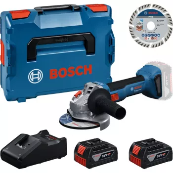 Bosch Professional GWS 18V-11 S akkukulmahiomakone sarja 2x 4,0Ah akut, laturi ja L-BOXX