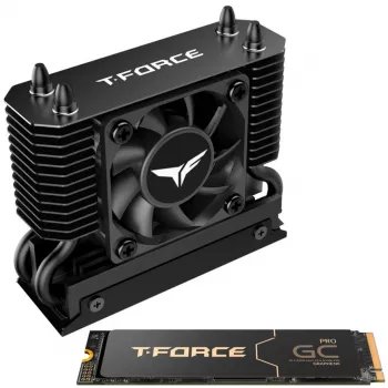 Team Group T-Force GC PRO 2TB M.2 2280 PCIe Gen5 NVMe SSD T-FORCE DARK AirFlow -jäähdytyssiilillä, musta